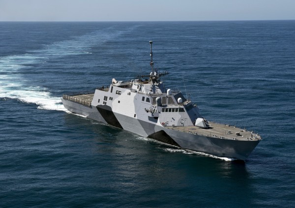  The littoral combat ship USS Freedom (LCS 1) is underway conducting sea trials off the coast of Southern California. 