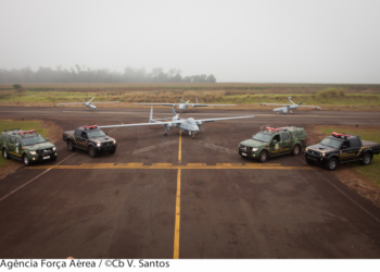 Drones da FAB e da PF operando em conjunto
