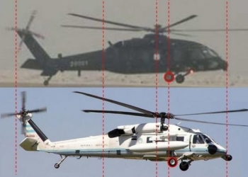 Foto comparativa entre o Z-20 e o original Black Hawk