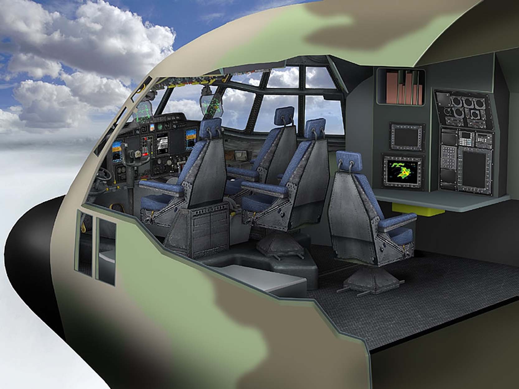 A configuração dos C-130J israelenses inclui cockpit de pilotagem com um terceiro assento necessário durante missões de longa duração (Foto: Lockheed Martin)