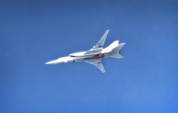 Image of a Russian Tu22 Backfire bomber aircraft during the intercept. RAF Typhoons were yesterday (Tuesday 17 June) scrambled to intercept multiple Russian aircraft as part of NATO?s ongoing mission to police Baltic airspace. The Typhoon aircraft, from