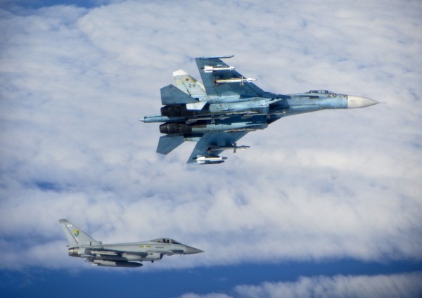 A Russian SU-27 Flanker (top) with a RAF Typhoon fighter.RAF Typhoons were yesterday (Tuesday 17 June) scrambled to intercept multiple Russian aircraft as part of NATO?s ongoing mission to police Baltic airspace.The Typhoon aircraft, from 3 (Fighter)