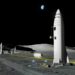 A representação de um artista mostra o design do mega-foguete da SpaceX na lua da Terra.
SPACEX / AP