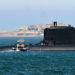 O submarino de ataque nuclear Duguay-Trouin deixou Cherbourg (Manche), na terça-feira, 2 de maio de 2023, para novos testes. Foto: Jean-Paul BARBIER