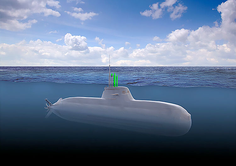 Submarino U212CD com mastros Hensoldt