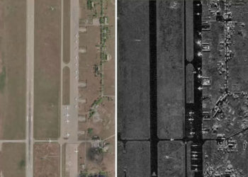 Antes e depois do ataque. Imagem Reuters